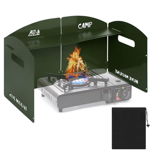 Camping Stove Windscreen 4 Plates Steel Camp Stove Windscreen Folding Outdoor Picnic Cooker Stove...