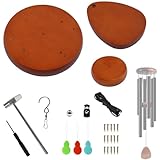 Wind Chime Replacement Parts, 28 PCS Windchime Repair Kit Including Round Top, Clapper, Wind Catcher, 19.6FT Nylon Cord, DIY Wind Chime Supplies (Light Brown, 3.15