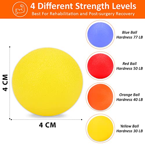 4Pcs-Stress-Balls-for-Adults-Kids-4-Resistance-Level-Yellow-Orange-Blue-Red-Exercise-Ball-Grip-Strengthener-for-Muscle-Focus-Improvement--Strength-Training-Equipment-stress-Balls-Gift-Pack