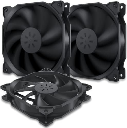 uphere 3-Pack Long Life Computer Case Fan 120mm Cooling Case Fan for Computer Cases Cooling,12BK3-3