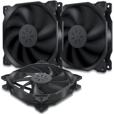 upHere 120mm Silent Fan for Computer Cases, CPU Coolers, and Radiators Ultra Quiet High Airflow Computer Case Fan, 3- Pack,12BK3-3 Cover