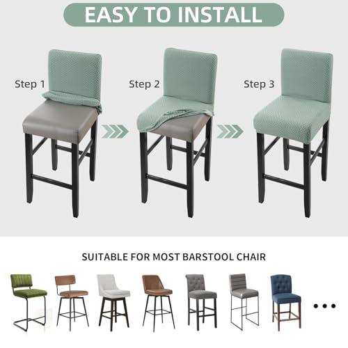 Image of YISUN Waterproof Bar Stool Covers, Stretch Pub Stool Chair Cover Removable Washable Counter Stool Covers Bar Stool Slipcovers for Kitchen, Pub, Dining Room (2 Pack, T-Green)