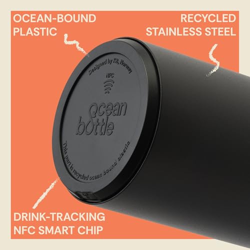 Image of Ocean Bottle - Recycled Stainless Steel Brew Flask - Eco-Friendly & Reusable Bottle - Obsidian Black - 12 oz