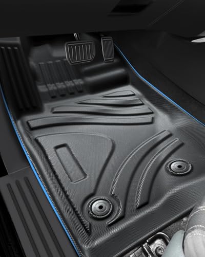 LANGBEAN Fußmatten für Ford Ranger T9 2025 2024 2023, Fussmatten Original Ranger T9 Raptor Wildtrak XLT aus TPE mit Hohem Rand, Rutschfestes und Wasserdichtes Zubehör, Schwarz (3 Stück)