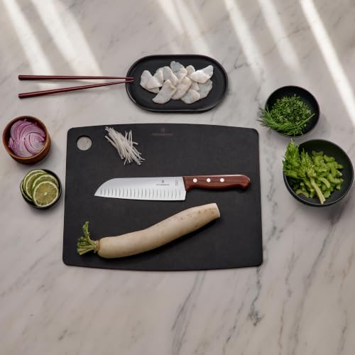Foto von Victorinox Wood Santokumesser, Japanisches Kochmesser, 17 cm, Kullenschliff