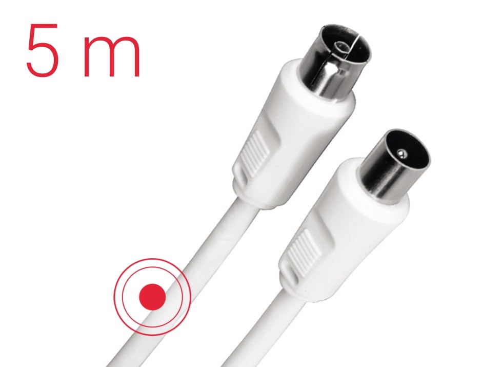 Hama Aerial Cable 75 dB Antenna Connector Coaxial for TV Cable TV 5 m White, 5,0 m - Image 2