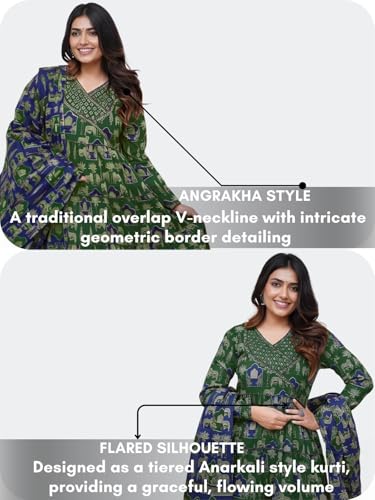 Image of Leriya Fashion Kurta Sets for Woman | Printed Jaipuri Ajrakh Kurta Set With Dupatta for Women | Kurti Set for Woman | Anarkali Suit for Women | Traditional Anarkali Salwar Suit for Party Outfits Kurtis