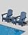 GarveeLife Folding Adirondack Chair Set of 2 with Side Table, All-Weather HDPE Outdoor Chair, Wooden Textured with Cup Holder for patios, Decks, Gardens, fire pits, Navy Blue