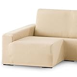 Eiffel Textile - Funda Sofa Chaise Longue Brazo Largo Izquierdo. Funda para Sofa Chaise Longue Elástica. Protector Cubre Sofa Ajustables. Color Beige. Rústica Largo Izquierda (240-280 cm)