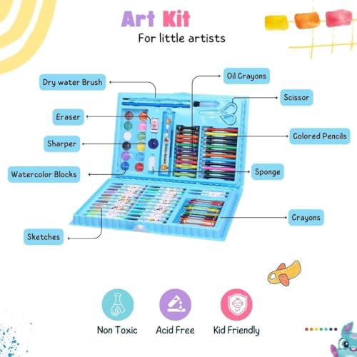 Image of Deluxe Drawing and Painting Art Set Crayon Color Set for Kids | Case Art & Craft Supplies | Great return Gift (Modern, 86)
