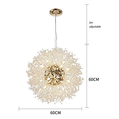 LuKLoy Super Beautiful Chandelier Pendant Lamp Kitchen Island Dining Room Loft Firework Hanging Light Post Modern Dandelion Crystal LED Lighting Fixture (Warm White LED, 60cm Diameter) - Thumbnail 7