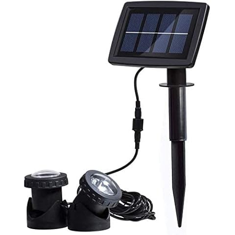 Solar Pond Light, LED Solar Landscape Spotlight Waterproof Underwater Lamp 90° Angle Adjustable Solar Security Light Auto ON/Off, for Outdoor Garden Lawn Pool Fish Tank Pond (Warm Light) Cover