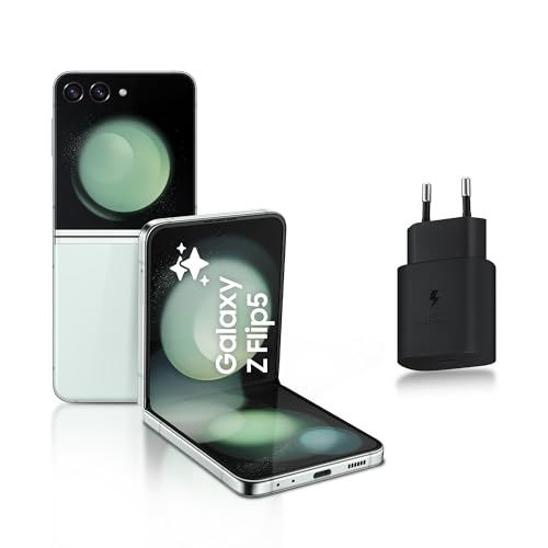 Samsung Galaxy Z Flip5 Smartphone Android 5G avec Galaxy AI, 512 Go, Chargeur Secteur Rapide 25W Inclus [Exclusivité Amazon], Smartphone déverrouillé, Vert d'eau, Version FR
