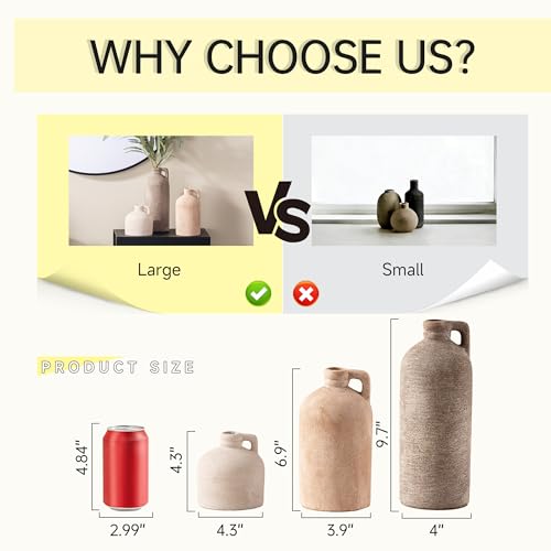 Ceramic Vase Home Table Decor - Flower Vase Set of 3 Living Room Kitchen Decorations Farmhouse Modern Rustic Vases Decorative Centerpiece for Shelf Bedroom Office Bathroom Dining Coffee Desk