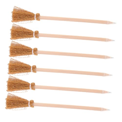 WESIEVYA 6 Lápices Pequeños con Forma De Escoba para Escribir, Útiles De Escritura, Lápices De Fiesta, Lápices con Temática De Escoba, Lápices De Dibujo para Oficina, Papelería,