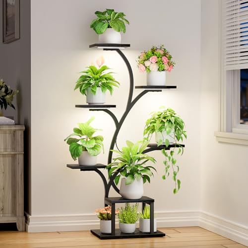 BACEKOLL Plant Stand Indoor with Grow Lights, 7 Tiered...