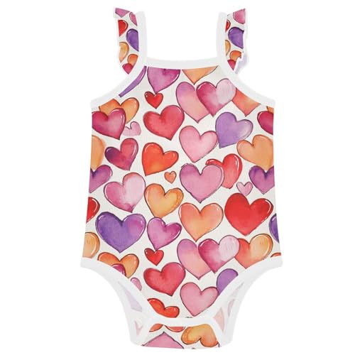 Wudan Cartoon Cute Love Hearts Baby Infant Bodyshirts Soft Cotton Baby Girl Undershirts Toddler Romper First Birthday 9M