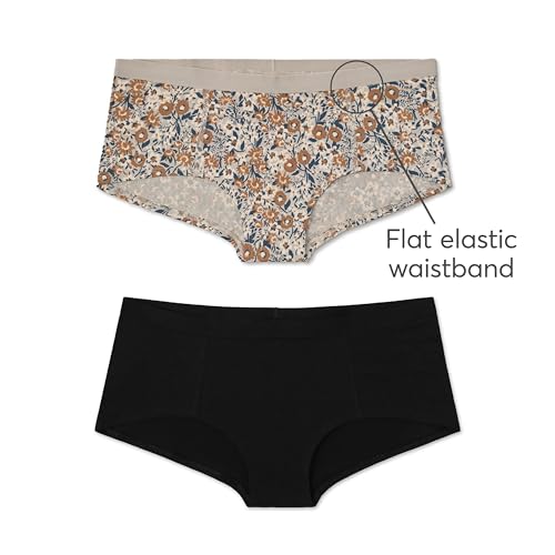 Image of Pact Women's Organic Cotton Boy Shorts Underwear, Full Coverage Low Rise Panties, 2 Pack