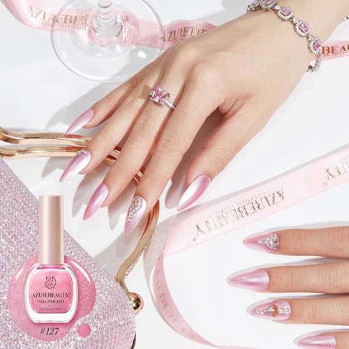 Image of AZUREBEAUTY Shimmery Rose Pink Nail Polish