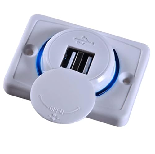 Chargeur USB de voiture 3,1 A, double prise USB de voiture, 12 V, lumière LED étanche (blanc bleu) Cover
