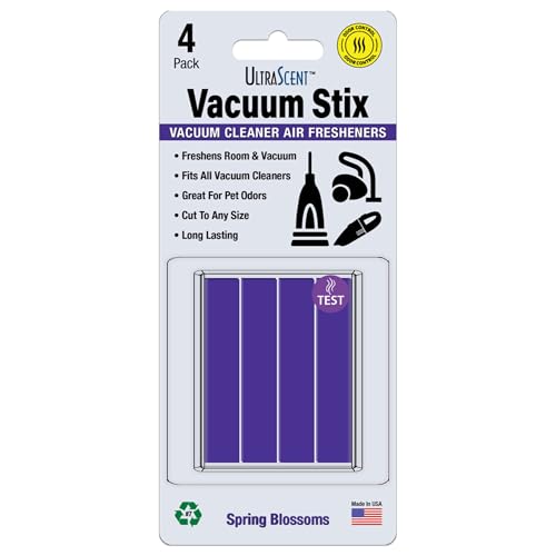 UltraScent Vacuum Stix, Vacuum Deodorizer & Air Freshener Sticks for All Vacuums, Long-Lasting Vacuum Cleaner Deodorizer, Non-Toxic, Made in USA (1-Pack (4 Stix), Spring Blossoms)
