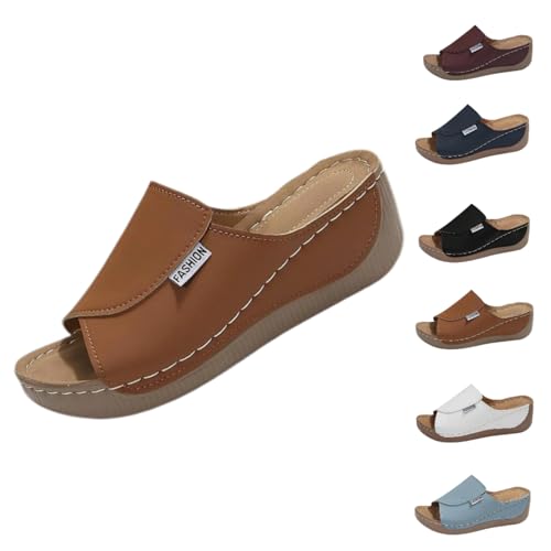 2025 Breathable Summer Solid Color Platform Slip On Walking Sandals, Comfortable Orthopedic Wedge Sandals for Women