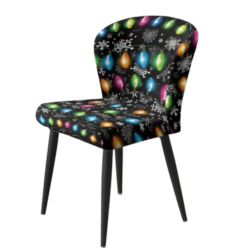 Image of Christmas Lights Bar Stool Covers with Backs Dining Room Square Swivel Barstool Chair Seat Set of 2 Non-Slip Counter Height Chair Covers Xmas Decor