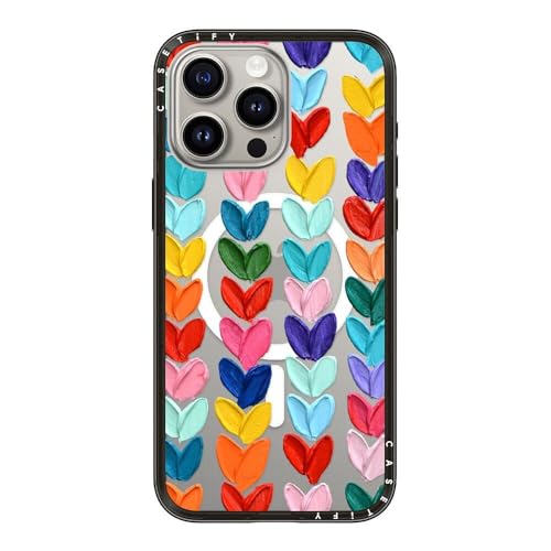 Coque iPhone 15 Pro Max antichoc fine cœurs noir transparent