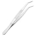 uxcell 8-Inch Stainless Steel Tweezers with Curved Pointed Serrated Tip