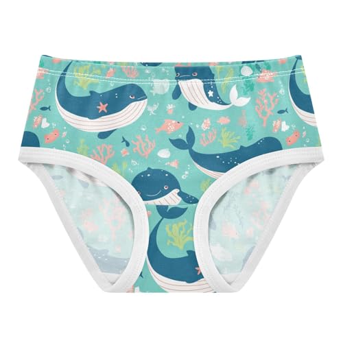 Cute Whales Girls' Underwear Cotton Girls Briefs Soft Toddler Underwear 2T