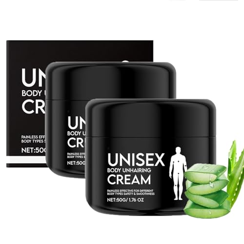 Crema depilatoria unisex Rosino, depilatoria suave y de acción rápida, depilación facial con aceite de coco, sin residuos, de acción rápida en pieles sensibles y todas las zonas (2pcs)