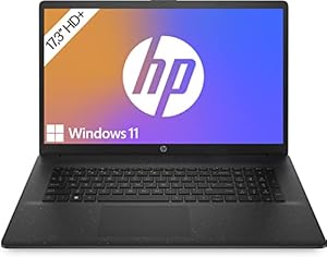HP Laptop 17,3 Zoll HD+ Display, Intel Celeron N4120, 8GB DDR4 RAM, 256GB SSD, Intel UHD 600 Grafik, Windows 11, QWERTZ Tastatur, Schwarz