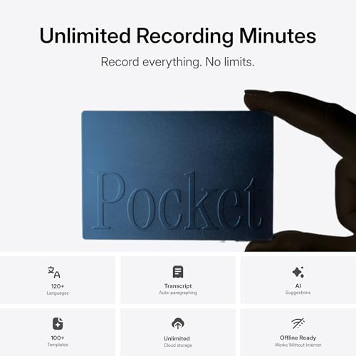 Image of Pocket AI Voice Recorder, Auto Transcription, AI Note Taker, Sierra Blue