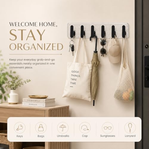 Image of SIGNAMIO 6 Hook Strip Adhesive Wall Hook Black