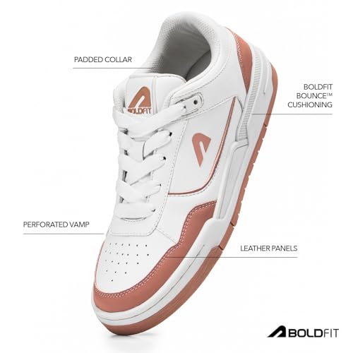 Image of Boldfit Sneakers for Women Comfortable Air Faux Leather Shoes for Woman, Lace-Up Casual Girls Shoe, Lightweight Sneaker Shoes for Woman DripWave