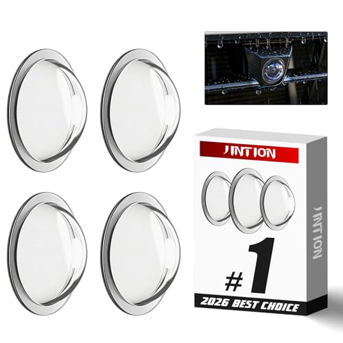 Car Camera Lens Protector 4PCS Rear View Backup Camera Cover Tempered Glass with Clear Transparency Water Resistant Protective Film Easy Adhesive Installation for Most Vehicles