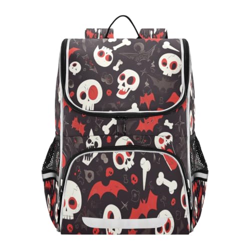 Sac à dos scolaire grande capacité motif crâne dessin animé mixte