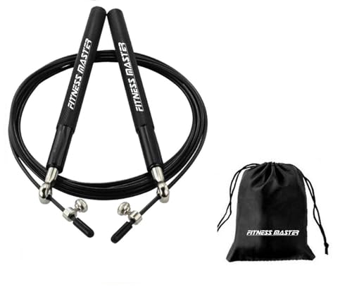 Fitness Master 3M Adjustable Steel Jump Rope with Dual Bearings for Gym Boxing Black