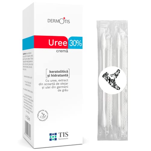 TIS Crema Urea 30% - Eczemi, Cheratosi, Psoriasi, eruzioni cutanee, Pelle Secca, Screpolata - aiuta, migliora ferite e cicatrici | Acido Lattico (AHA), Germe di Grano + bastoncini cotonati (Pack of 1)