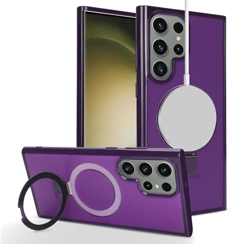 Image of Cavor for Samsung Galaxy S23 Ultra Case,Compatible with Magsafe,Dark Purple | Galaxy S23 Ultra Phone Case with Stand Magnetic, Shockproof Slim Protective Cases for Women Men
