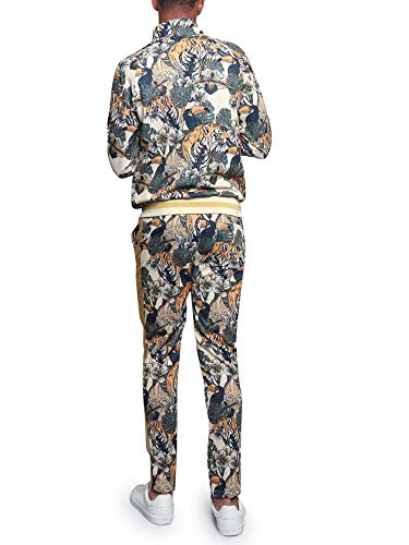 G-Style Usa Men's Royal Floral Tiger Track Suit St559 - Off-White - X-Large #TOP2