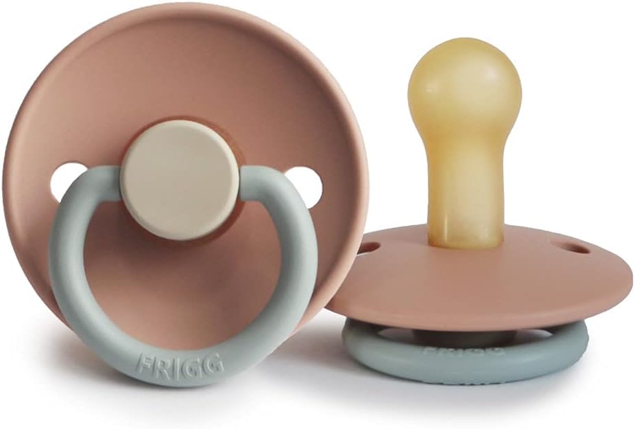 FRIGG Block Latex Pacifier | Classic Soother 1 Pack | Symmetrical Cherry Shaped Nipple | BPA Free | Made in Denmark | Latex Dummy Pacifier | (Queen, Size 2 (6-18 Months))