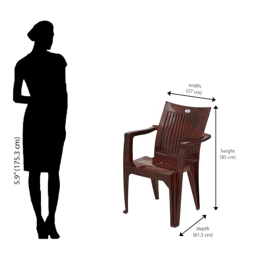 Image of Nilkamal CHR2209 Plastic Mid Back Chair |Set of 4|Stackable Chair|for Home, Dining Room, Bedroom, Kitchen, Living Room, Office, Outdoor, Garden |Rose Wood