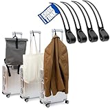 Luggage Hook Koffer Haken für Jacke & Tasche (4 Stk.) - Die nützlichen Reise Gadgets Flugzeug halten Reiseartikel bis 10kg, Reise Geschenk für Reiseliebhaber und Flugbegleiter, 4x Kofferhaken Schwarz