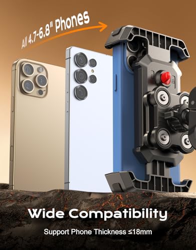 Image of Viccux 2026 Upgrade Motorcycle Phone Mount [Anti-Shake & Vibration Dampener], Super Stable Bike Phone Holder for iPhone 17 /16 /15 /14 & 4.7-6.8 inch Phones, Phone Holder for Bike /Bicycle /Motorbike /Scooter