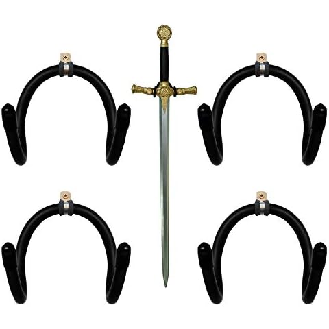YYST Mini Adjustable Sword, Wall Hook Display Hanger Wall Mount for Sword,Dagger,Axe,Keyblade, etc-4/PK- No Sword-Vertical Display Cover