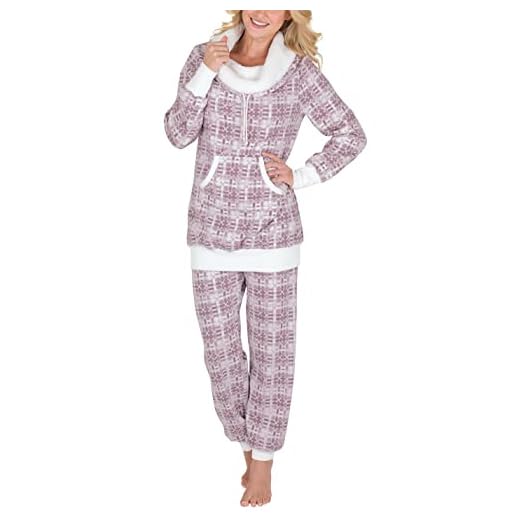 PajamaGram Soft Fleece Pajamas Women - Pajamas for Women, Pink, L, 12-14