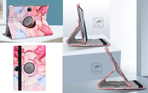 Image of TGK Rotating Flip Cover for OnePlus Pad 2 12.1 inch Tablet Printed Case (Pink Marble)
