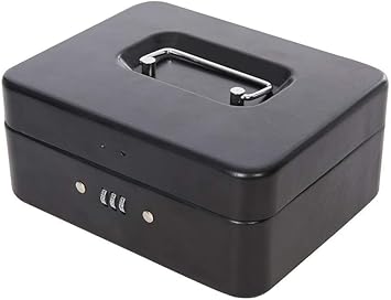 Crevizon Cash Box with Money Tray,Locking Cash Box with Combination Lock Durable Double Layer Code Petty Money Organizer for Security - (8 Inch)