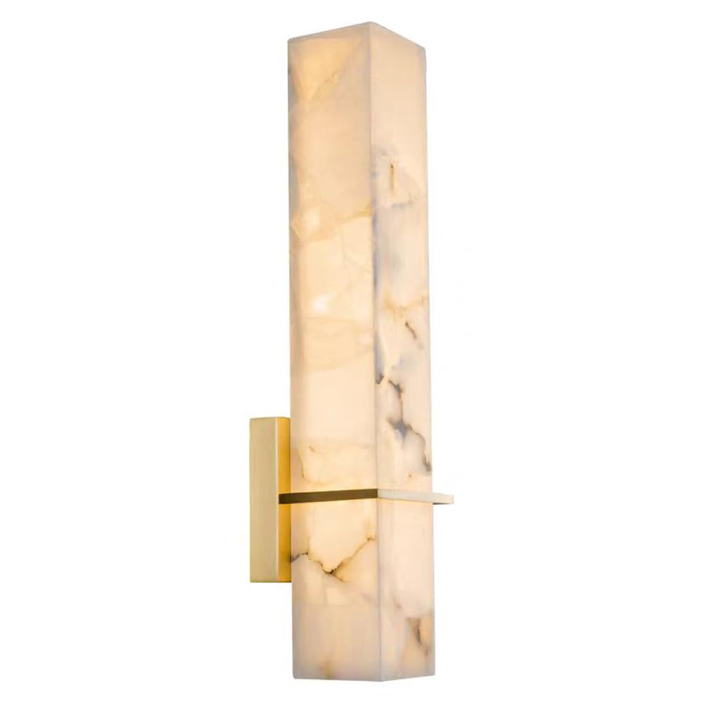 YVAMNAD Alabaster Wall Sconces Lights Natural Marble Wall Sconces Rectangle Alabaster Wall Light Hardwired Wall Light Fixture Modern Wall Mount Lighting With 3000K LED Wall Lamp For Dining Room Stairs